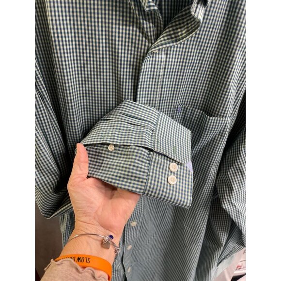 Mens Izod Non-Iron Stretch Gingham Check Dress Shirt 3XLT Cotton Polyester Blend - Picture 6 of 10